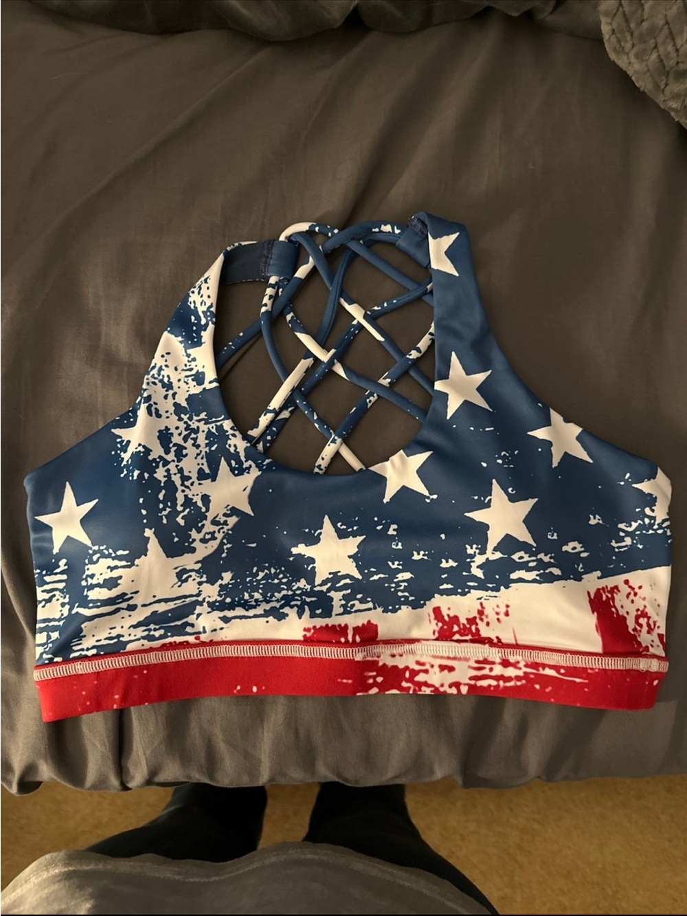 ISO for CVG Sports Bra size MED-American Flag and Area 51
